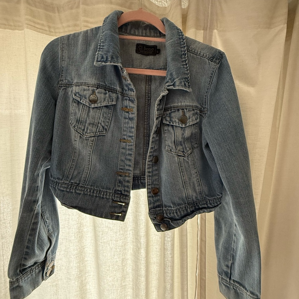 Blue Cropped Distressed Jean Jacket